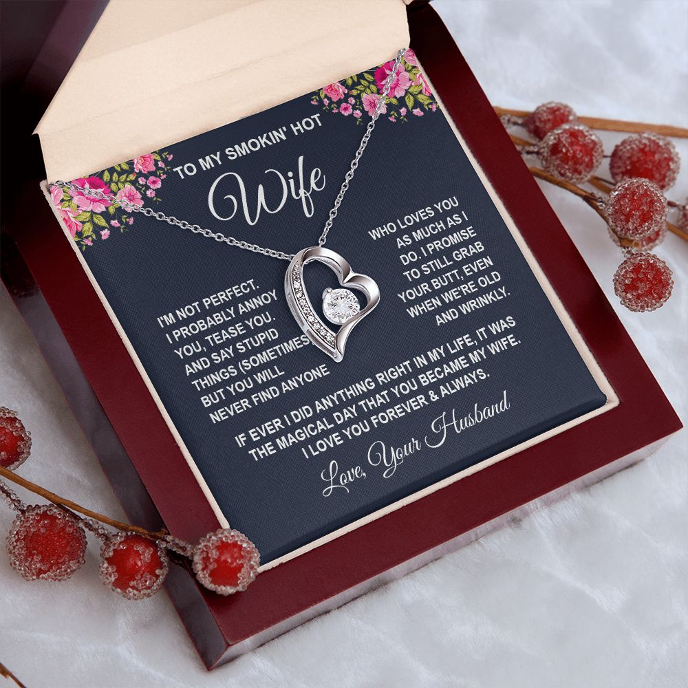 Wife Necklace Gifts from Husband, Wedding Anniversary Gifts for Wife from Husband, Wife Birthday Gifts from Husband, To My Wife Necklace Message Card and Necklace Gifts Box Gift Box Styles on Birthday, Wedding, Anniversary, Valentine Forever Love