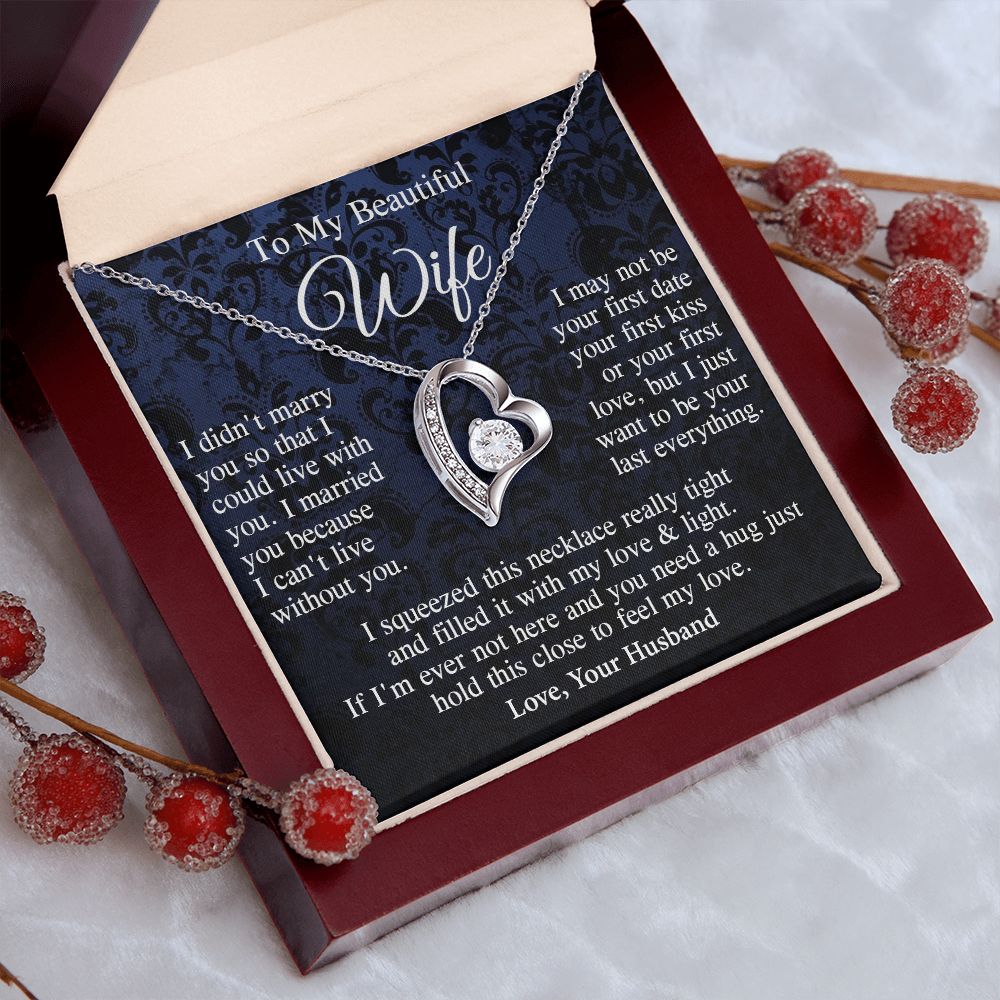 Wife Necklace Gift From Husband, Anniversary Romantic Gifts for Wife from Husband, Wife Valentine Gifts Message Card and Necklace Gifts Box Gift Box Styles on Birthday, Wedding, Anniversary, Valentine Forever Love