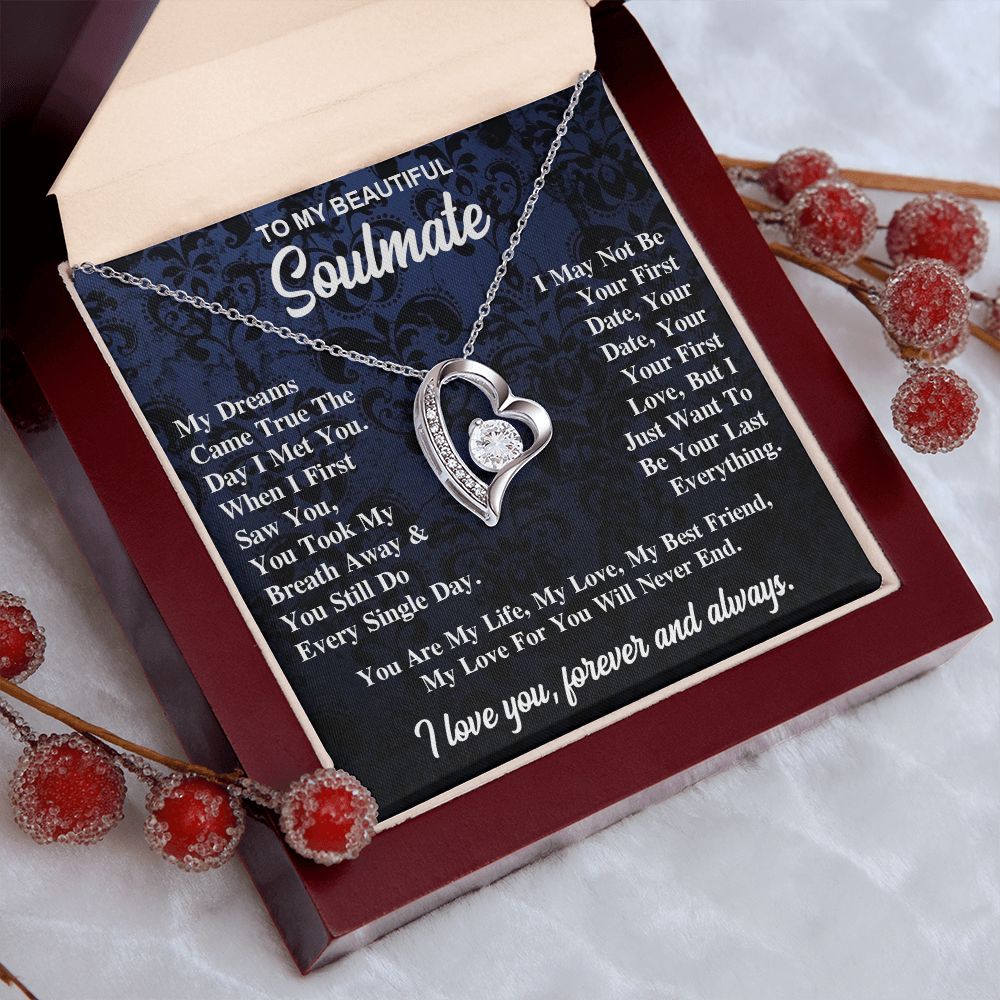 To My Soulmate Necklace Gift for Her, Soulmate Jewelry, Necklaces for Wife from Husband, Wedding To My Wife Necklace, Soulmate Gifts, Necklace Message Card and Gift Box Styles on Birthday, Wedding, Anniversary, Valentine Forever Love