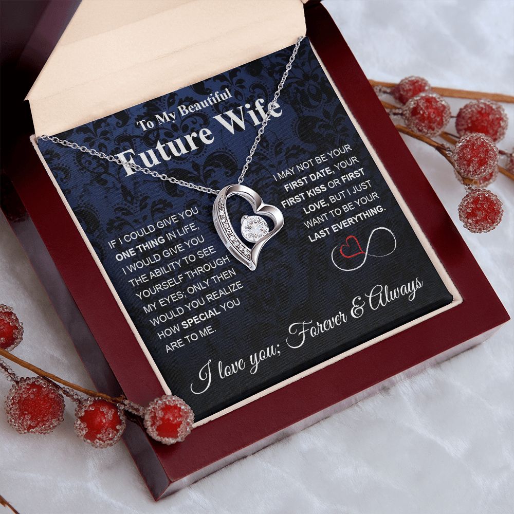 Future Wife Necklace My Last Everything, Promise Necklace For Her, Fiance Gifts For Her, Wedding Gifts For Future Wife With Message Card Box LED, Soulmate Necklace For Women, To My Wife Necklace Forever Love