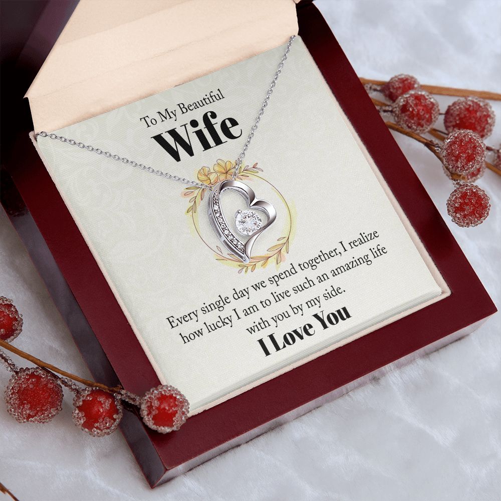 Wife Necklace Gifts From Husband, Wedding Anniversary Jewelry For Wife From Husband, Wife Birthday From Husband, Necklaces For Wife From Husband To My Wife Necklace, Necklace Message Card and Gift Box Styles on Birthday, Christmas, Anniversary  Forever Lo