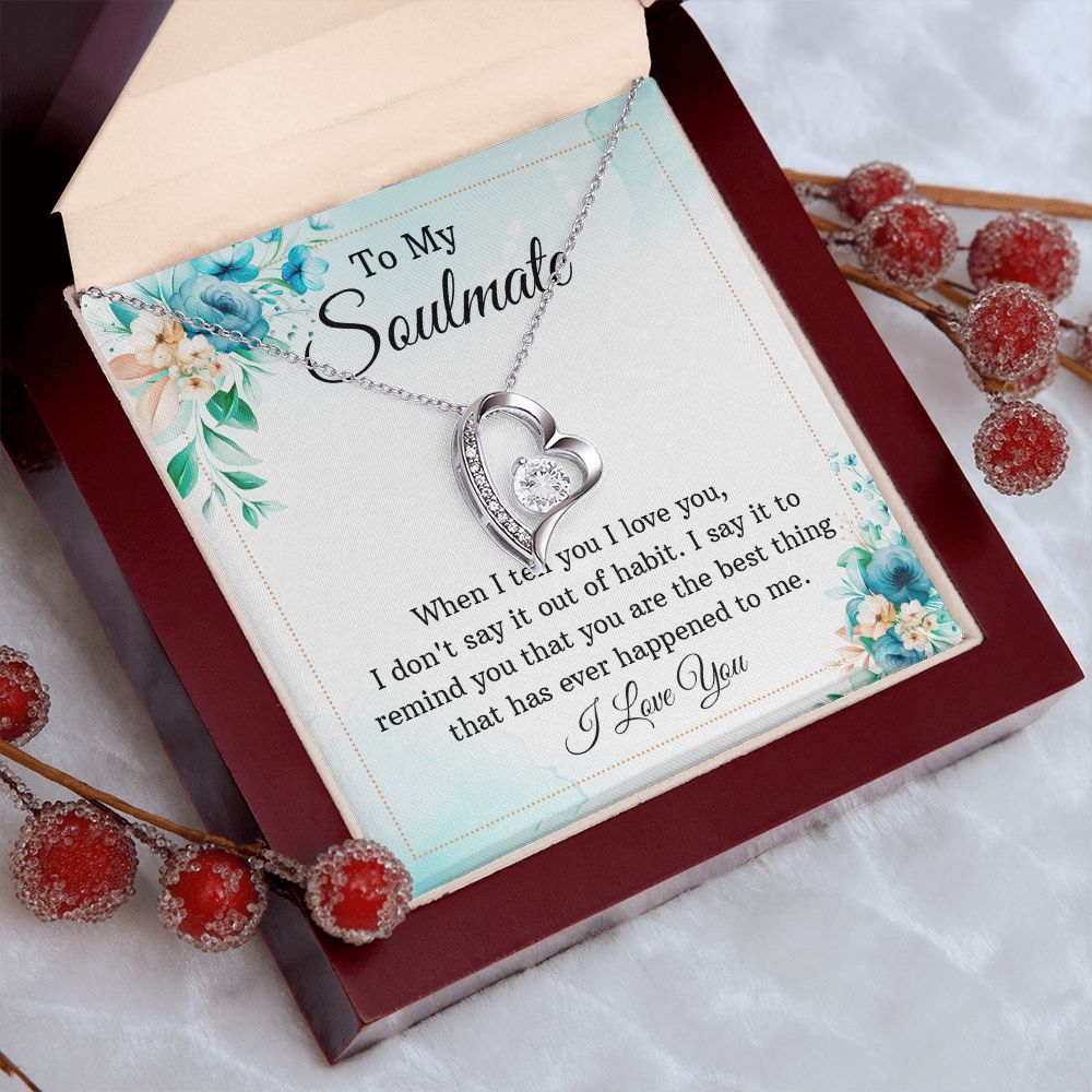 To My Soulmate, To My Wife Necklace, Wife Necklace, Wife Gift, WIfe Gift From Husband, Happy Anniversary, Meaningful Necklace Message Card and Gift Box Styles on Birthday, Christmas, Anniversary Forever Love