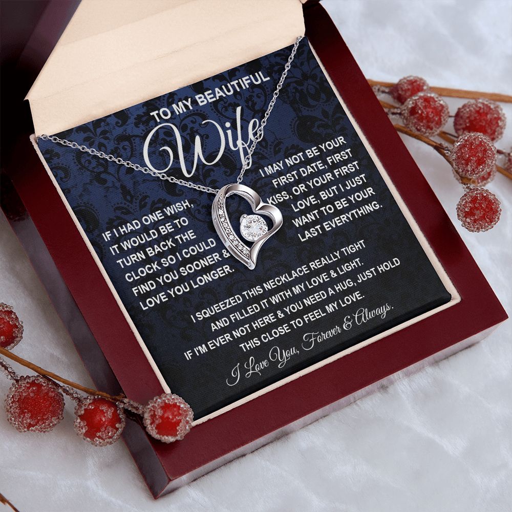 To My Beautiful Wife Necklace, Soulmate Jewelry For Women, Wife Necklace From Husband, Soulmate Gift For Her, To My Future Soulmate Necklace Message Card and Necklace Gift Box Gift Box Styles on Birthday, Wedding, Anniversary, Valentine Forever Love
