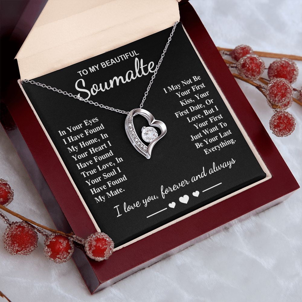To My Beautiful Soulmate Necklace Gifts, Soulmate for Wife Birthday Gifts from Husband, Valentine for Women, Soulmate Gifts, Message Card and Necklace Gifts Box Gift Box Styles on Birthday, Wedding, Anniversary, Valentine Forever Love