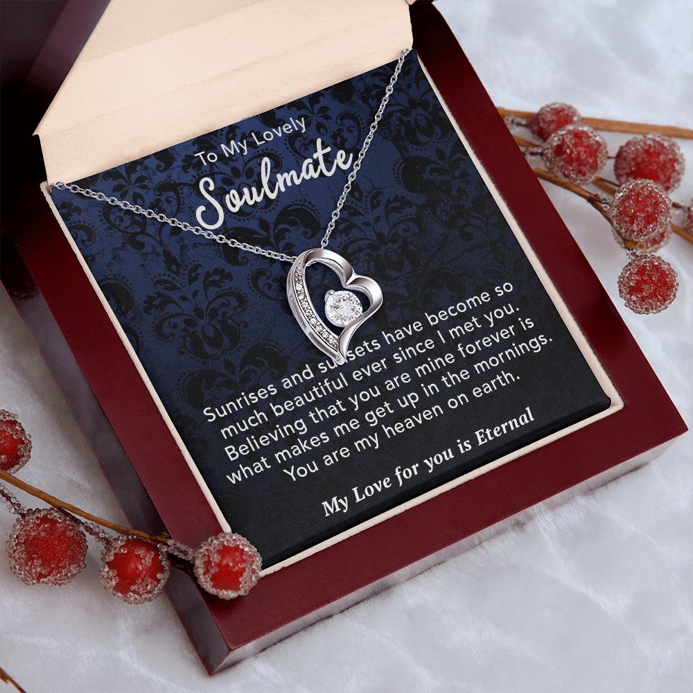 To My Lovely Soulmate Necklace Gift From Husband To My Badass Wife Pendant Wedding Jewelry with Message Card and Gift Box. Gift for Wife. Necklace Gift Set for Wife Necklace Gifts Box Gift Box Styles Forever Love