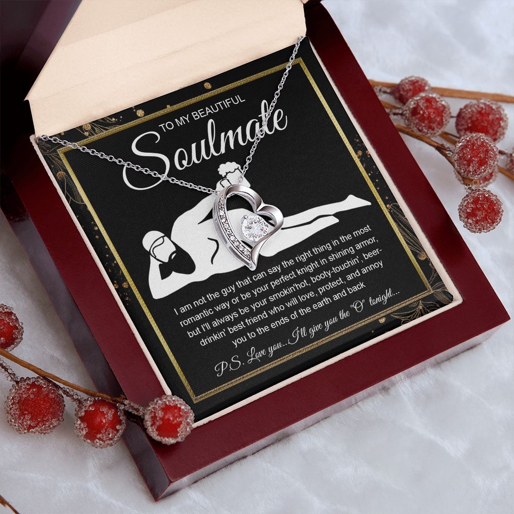 To My Beautiful Soulmate Necklace For Women, Funny Gifts For Girlfriend,Valentine Christmas Presents For Girlfriend, Best Birthday Meaningful Gift Ideas For Wife, Women Romantic Jewelry For Her Wedding Message Card and Gift Box Styles Forever Love