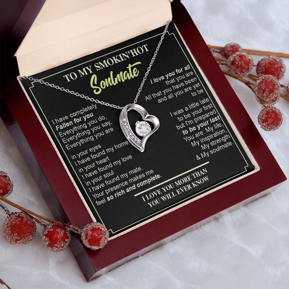 Couples Gifts, Necklace To My Hot Soulmate Necklace Gifts For My Wife with Future Wife Soulmate Girlfriend Necklaces Customer Name Message Card and Gift Box styles On Birthday, Christmas, Anniversary Forever Love