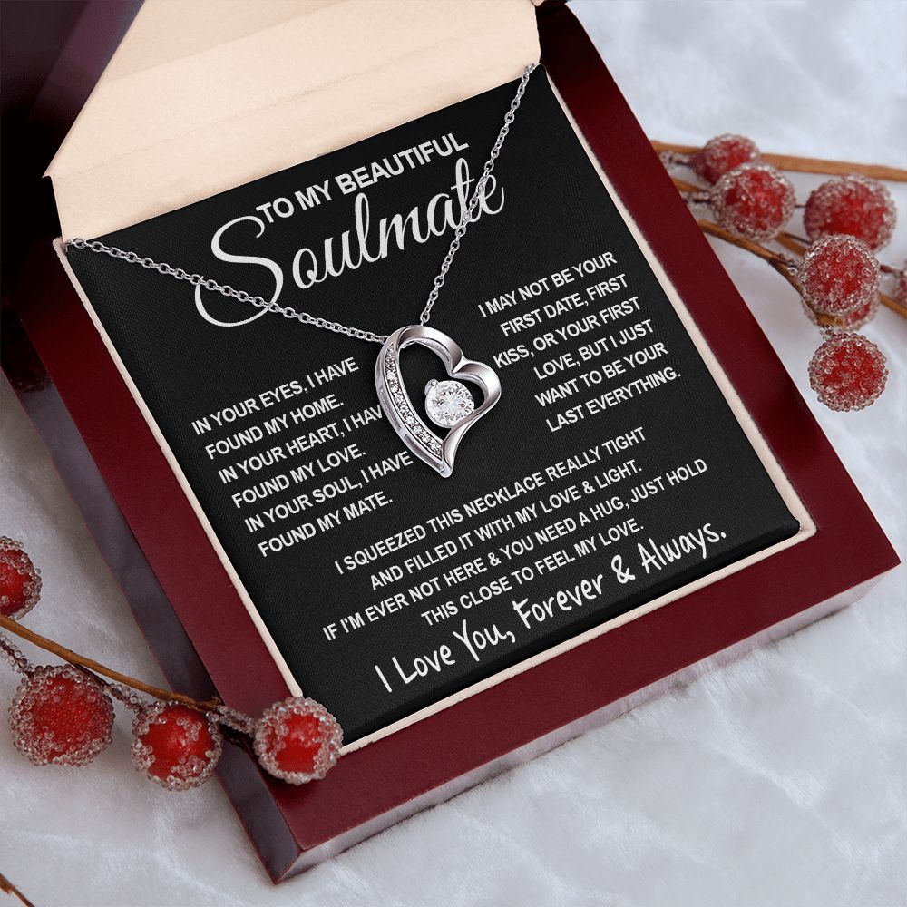 To My Beautiful Soulmate Necklace, Soulmate Jewelry For Women, Wife Necklace From Husband, Wife Valentine Gifts Necklace For Wife, Soulmate Gifts For Her, To My Future Wife Necklace Soulmate Forever Love