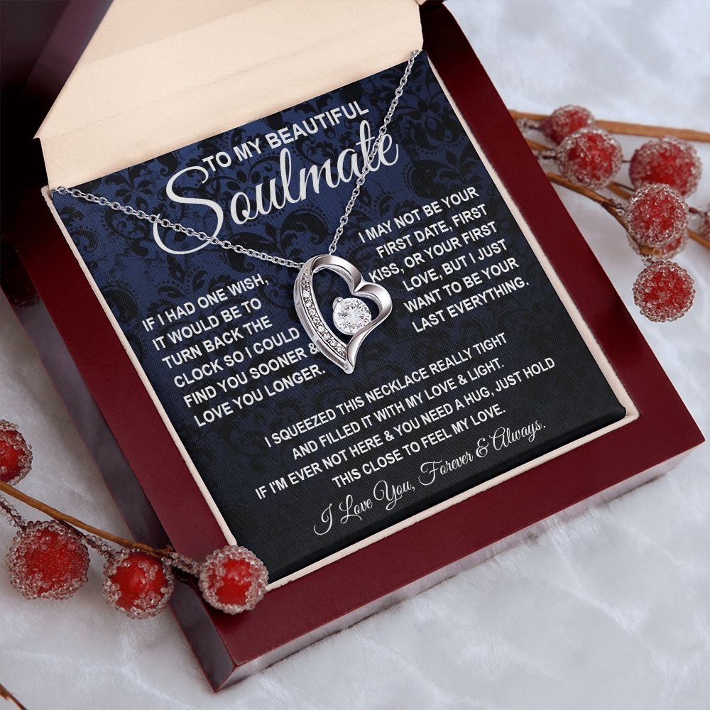 To My Beautiful Soulmate Necklace, Soulmate Jewelry For Women, Wife Necklace From Husband, Soulmate Gift For Her, To My Future Soulmate Necklace Message Card and Necklace Gift Box Gift Box Styles on Birthday, Wedding, Anniversary, Valentine Forever Love
