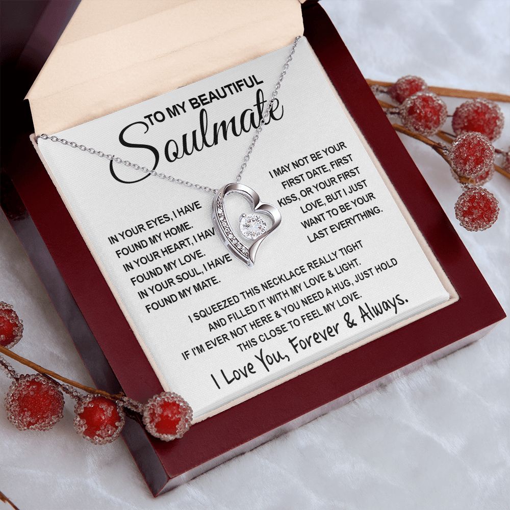 To My Beautiful Soulmate Necklace, Soulmate Jewelry For Women, Wife Necklace From Husband, Wife Birthday Gifts Necklace For Wife, Soulmate Gifts For Her, To My Future Wife Necklace Soulmate Forever Love