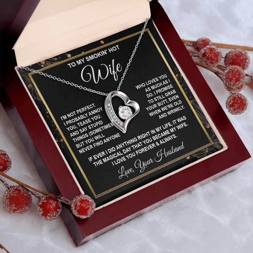 Wife Necklace Gifts from Husband, Anniversary Gifts for Wife from Husband, Wife Valentine Gift from Husband, To My Wife Necklace Message Card and Necklace Gifts Box Gift Box Styles on Birthday, Wedding, Anniversary, Valentine Forever Love