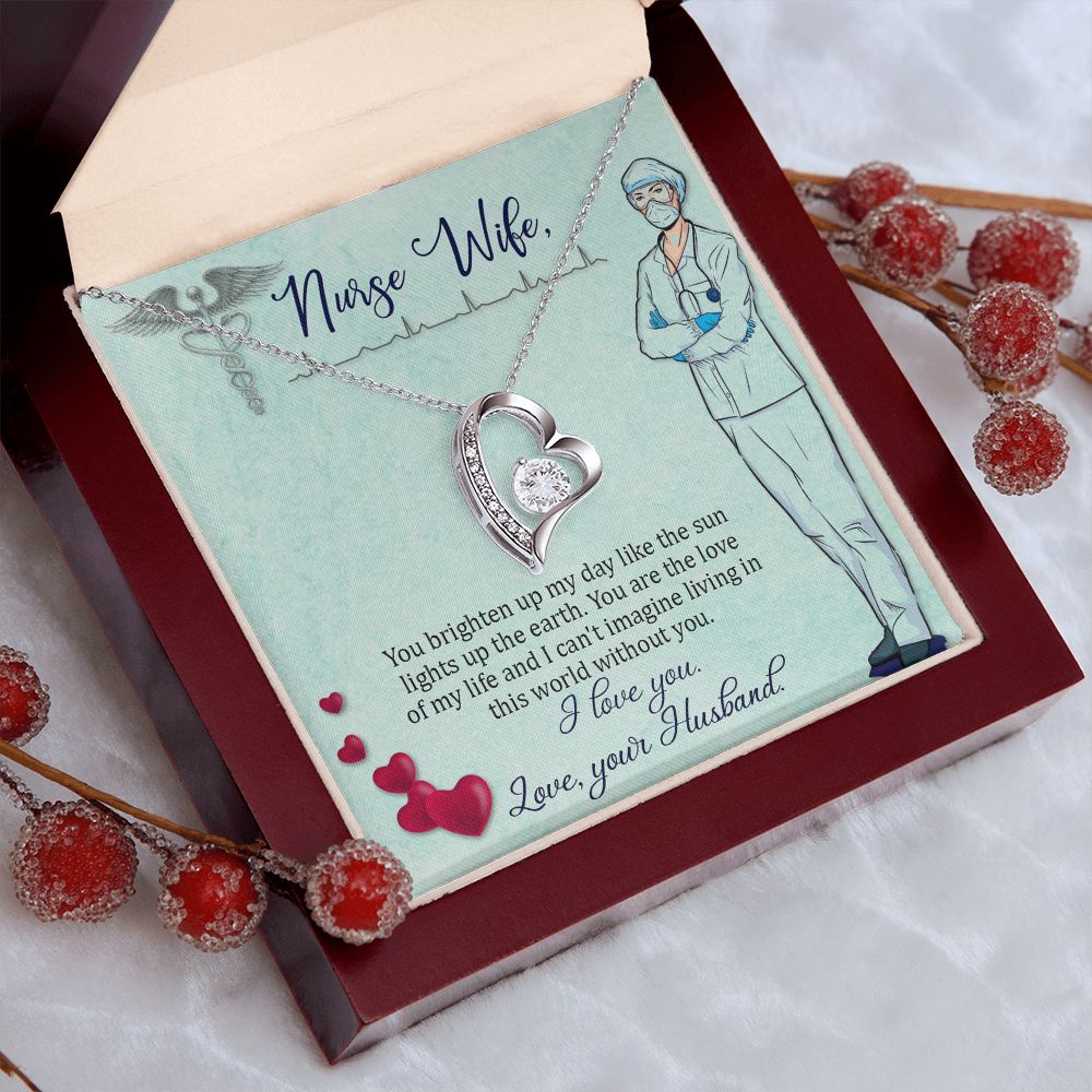 Couples Gifts, Nusre Wife Necklace Gifts From Husband, Wedding Anniversary Jewelry For Wife From Husband, Wife Birthday From Husband, To My Wife Message Card and Gift Box styles On Birthday, Christmas, Anniversary  Forever Love
