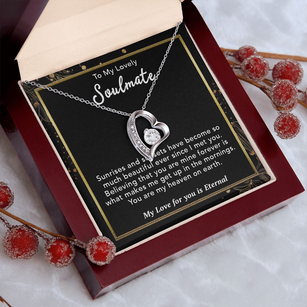To My Lovely Soulmate Necklace Gift From Husband To My Badass Wife Pendant Jewelry with Message Card and Gift Box. Gift for Wife. Necklace Gift Set for Wife Necklace Gifts Box Gift Box Styles Forever Love