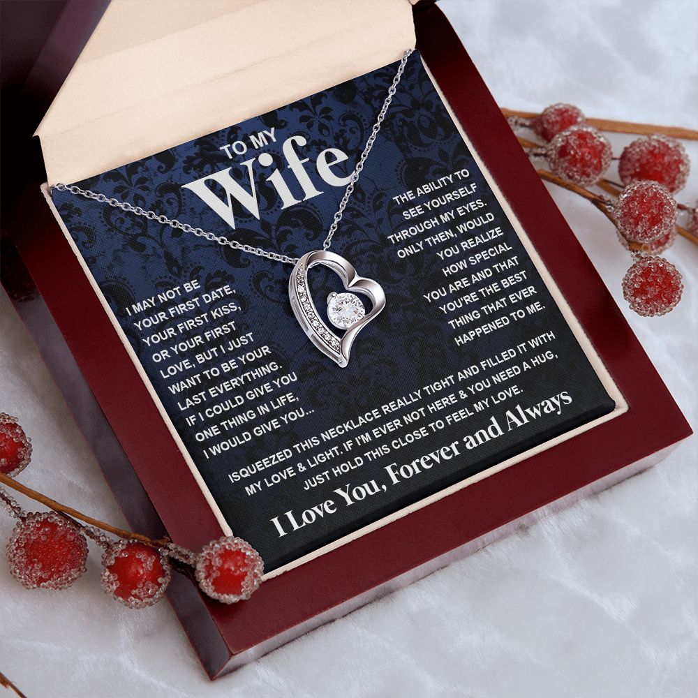 Couples Gifts Necklace To My Wife Necklace Anniversary Christmas Jewelry Romantic Gifts For My Wife Pendant Jewelry with Message Card and Box Necklaces for Women Valentines Day Happy Anniversary Wedding Present Forever Love