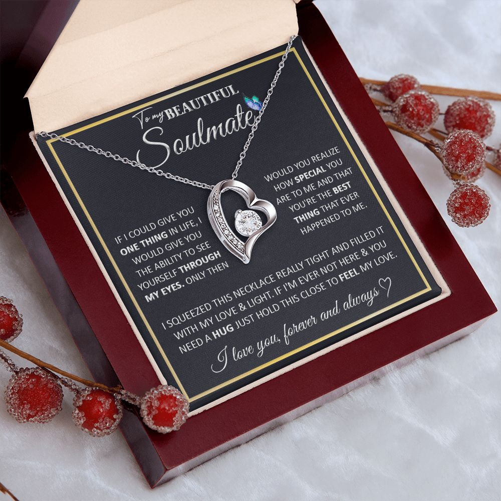Couples Gifts, To My Beautiful Soulmate Necklace Gifts From Husband, Wedding Anniversary For Wife From Husband, To My  Wife Necklace, Necklace Custom Name Message Card and Gift Box Styles on Birthday, Christmas, Wedding, Anniversary Forever Love