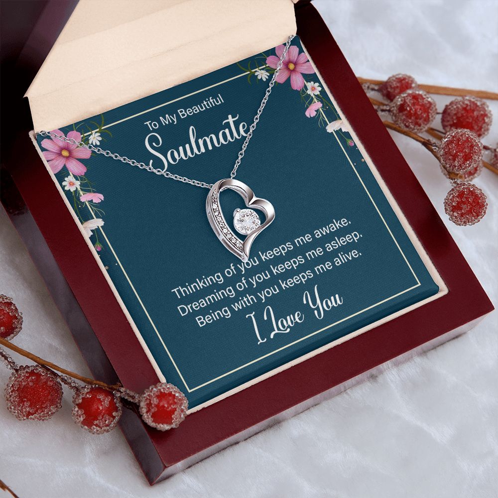To My Beautiful Soulmate Necklace for her Jewelry For Her Couples Gifts Necklaces For Soul Mate Christmas Jewelry, Love Knot Meaningful Necklace Message Card and Gift Box Styles on Birthday, Christmas, Anniversary  Forever Love