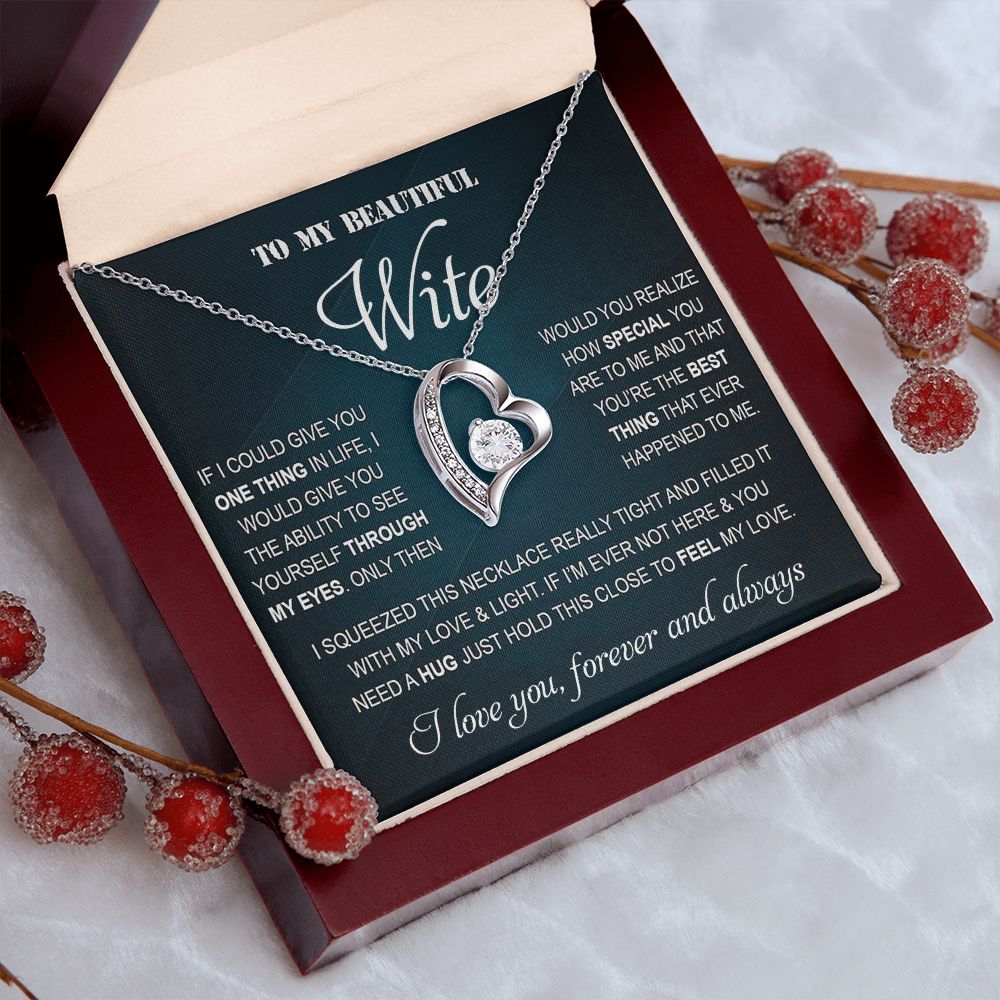 Personalized Valentine Gift For Wife, To My Wife Necklace For Women, Soulmate Necklace, To My Wife Necklace From Husband, Necklace Custom Name Message Card and Gift Box Styles on Birthday, Christmas, Wedding, Anniversary Forever Love