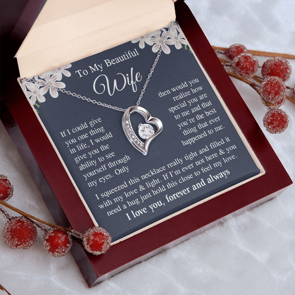 Wife Necklace Gift for Her, Soulmate Jewelry, Necklace for Future Wife, Wedding Anniversary Jewelry for Wife Necklace Gifts from Husband - Soulmate Gift Necklace with Message Card and Gift Box Forever Love
