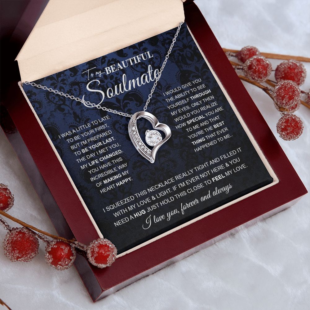 to My Beautiful Soulmate Wife Necklace Future Wife Gifts, Promise Necklace For Her, Fiance Gifts For Her, Wedding Anniversary Gifts For Future Wife With Message Card Box LED, Soulmate Necklace For Women, To My Wife Necklace Forever Love