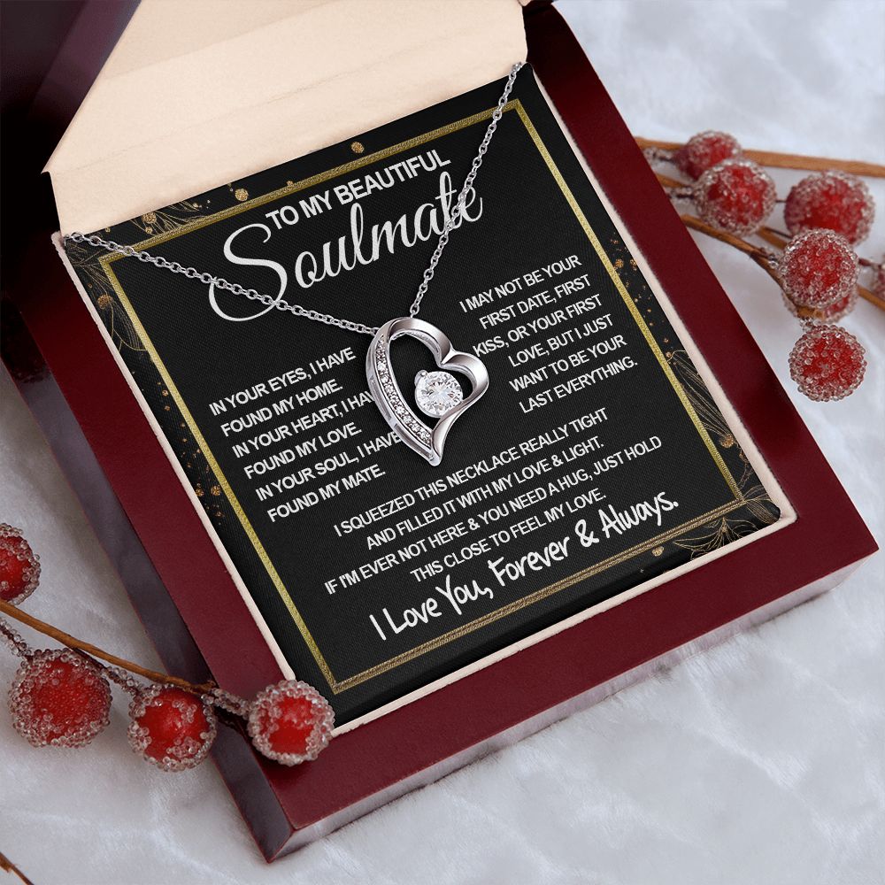 To My Beautiful Soulmate Necklace, Soulmate Jewelry For Women, Wife Necklace From Husband, Wife Gifts Necklace For Wife, Soulmate Gifts For Her, To My Future Wife Necklace Soulmate Forever Love