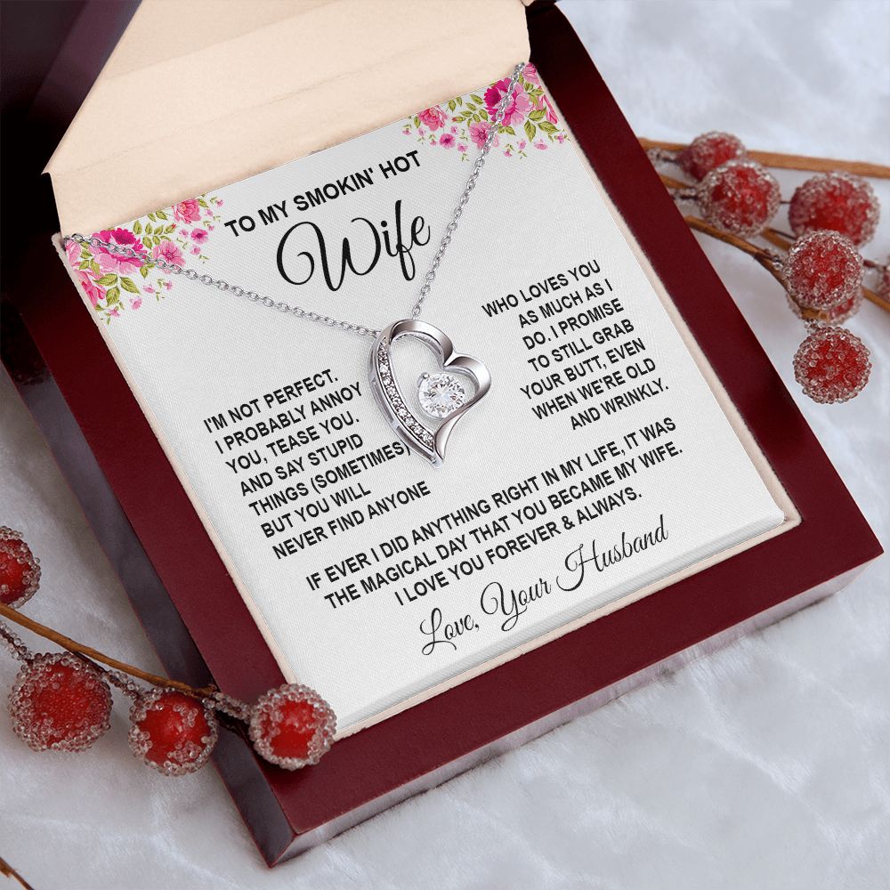 Wife Necklace Gifts from Husband, Wedding Anniversary Gifts for Wife from Husband, Wife Valentine Gifts from Husband, To My Wife Necklace Message Card and Necklace Gifts Box Gift Box Styles on Birthday, Wedding, Anniversary, Valentine Forever Love