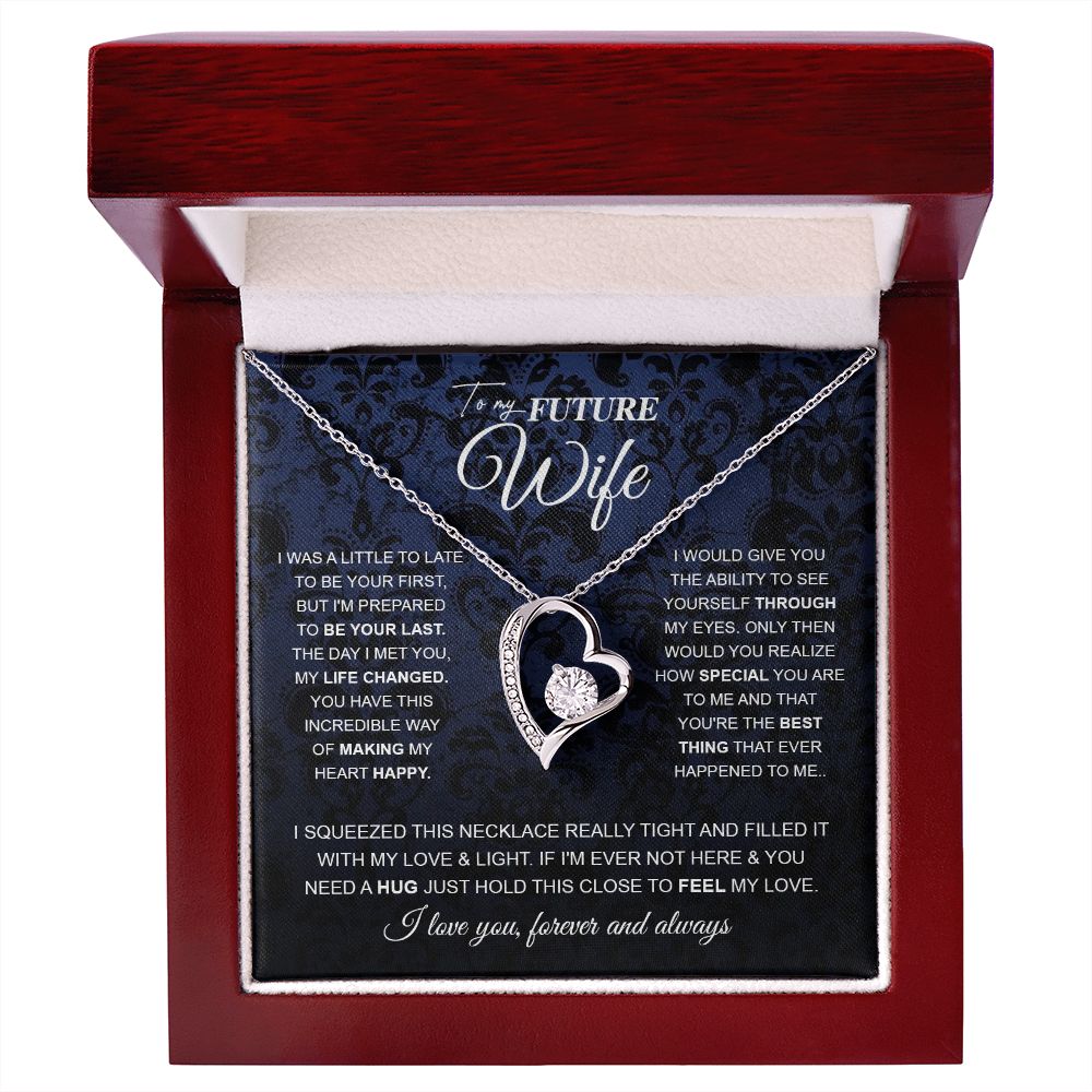 to My Future Wife Necklace Future Wife Gifts, Promise Necklace For Her, Fiance Gifts For Her, Wedding Anniversary Gifts For Future Wife With Message Card Box LED, Soulmate Necklace For Women, To My Wife Necklace Forever Love