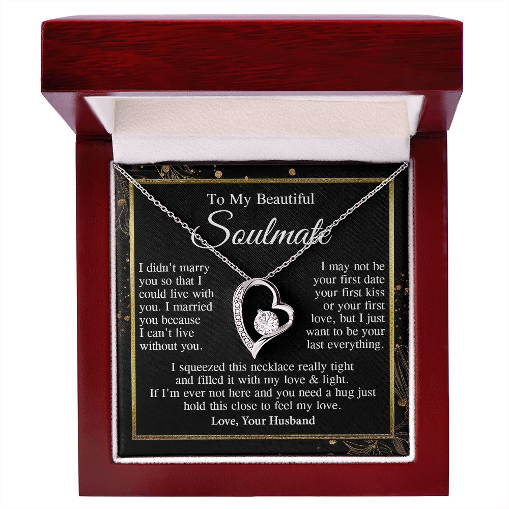 Soulmate Necklace Gift From Husband, Anniversary Romantic Gifts for Soulmate from Husband, Wife Wedding Gifts Message Card and Necklace Gifts Box Gift Box Styles on Birthday, Wedding, Anniversary, Valentine Forever Love