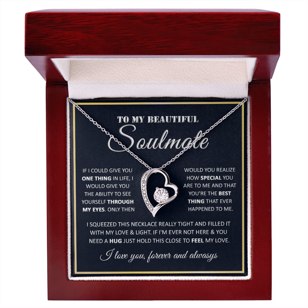Couples Gifts, To My Beautiful Soulmate Necklace Gifts From Husband, Wedding Anniversary For Wife From Husband, My Beautiful Wife, Necklace Custom Name Message Card and Gift Box Styles on Birthday, Christmas, Wedding, Anniversary Forever Love