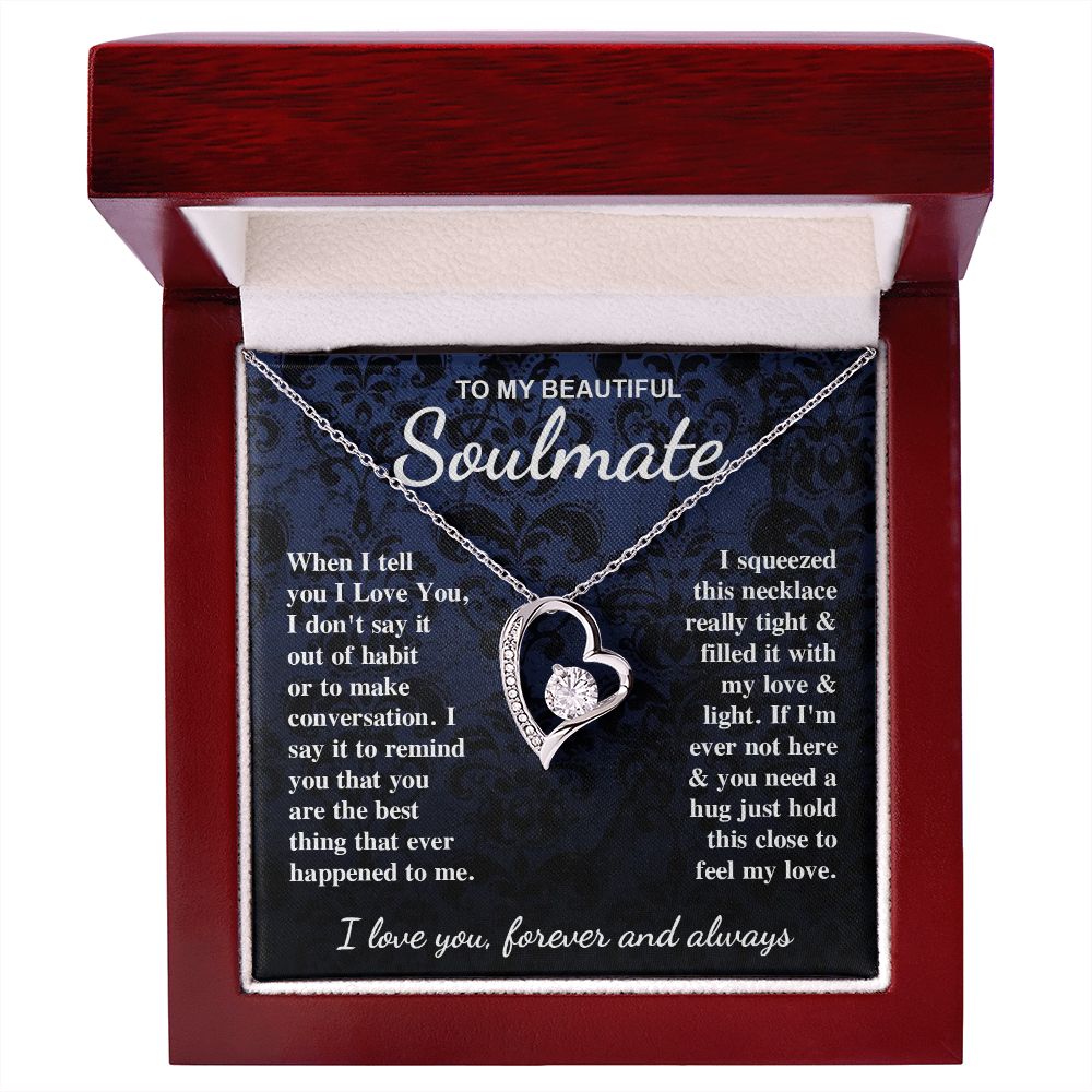 To My Beautiful Soulmate Necklace Gift for Her, Soulmate for Wife Birthday Gifts from Husband, Wedding for Women, Soulmate Gifts, Message Card and Necklace Gifts Box Gift Box Styles on Birthday, Wedding, Anniversary, Valentine Forever Love