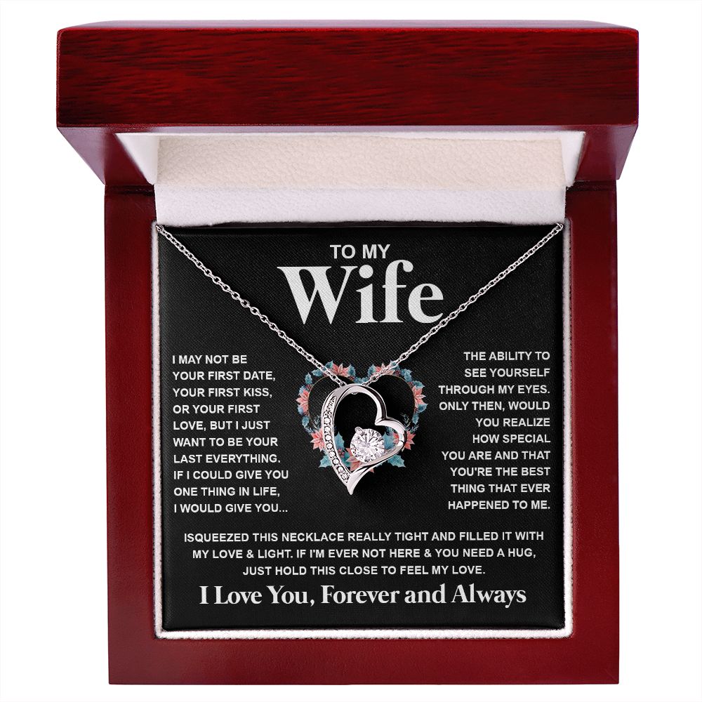 Couples Gifts Necklace To My Wife Necklace Birthday Christmas Jewelry Romantic Gifts For My Wife Pendant Jewelry with Message Card and Box Necklaces for Women Valentines Day Happy Anniversary Wedding Present Forever Love