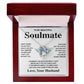 Soulmate Necklace Gift From Husband To My Badass Wife Pendant Valentines Day Anniversary Jewelry with Message Card and Gift Box. Gift for Wife. Necklace Gift Set for Wife Message Card and Necklace Gifts Box Gift Box Styles Forever Love