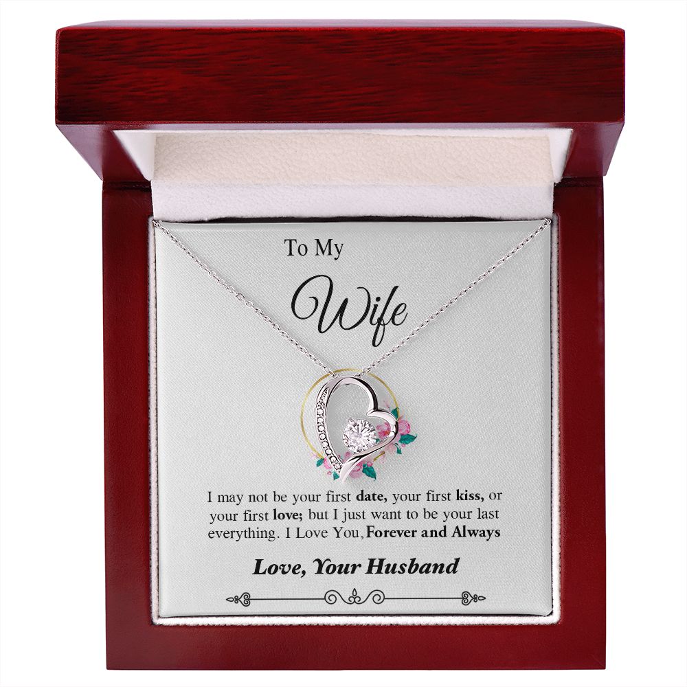 Couples Gifts, To My Dear Wife Necklace Gifts From Husband, Wedding Anniversary Jewelry For Wife From Husband, Necklace Customer Name Message Card and Gift Box styles On Birthday, Christmas, Anniversary Forever Love