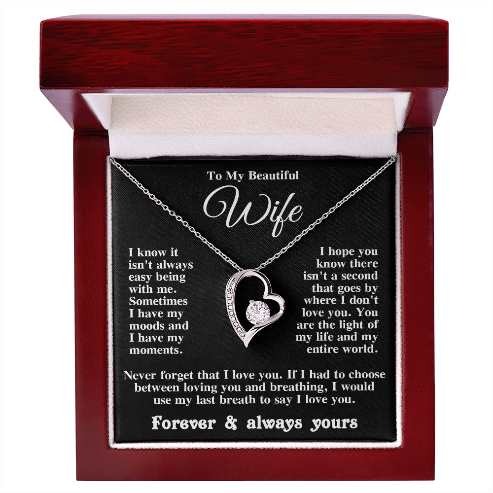 Gifts for Wife Necklace from Husband, Gifts for Wife from Husband, Anniversary Gifts for Her Gifts Soulmate Message Card and Necklace Gift Box Gift Box Styles on Birthday, Wedding, Anniversary, Valentine Forever Love