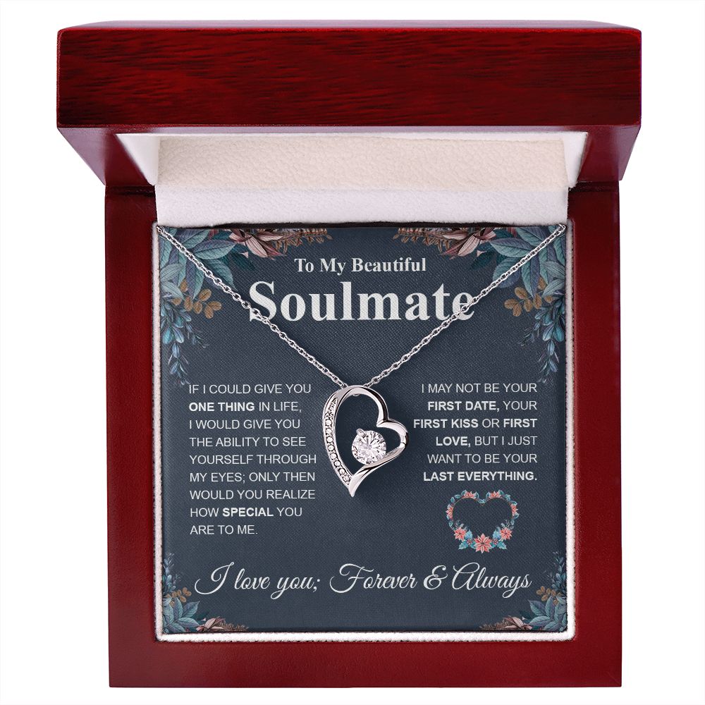 Beautiful Soulmate Necklace My Last Everything, Promise Necklace For Her, Fiance Gift For Her, Wedding Gifts For Future Wife With Message Card Box LED, Soulmate Necklace For Women, To My Wife Necklace Forever Love