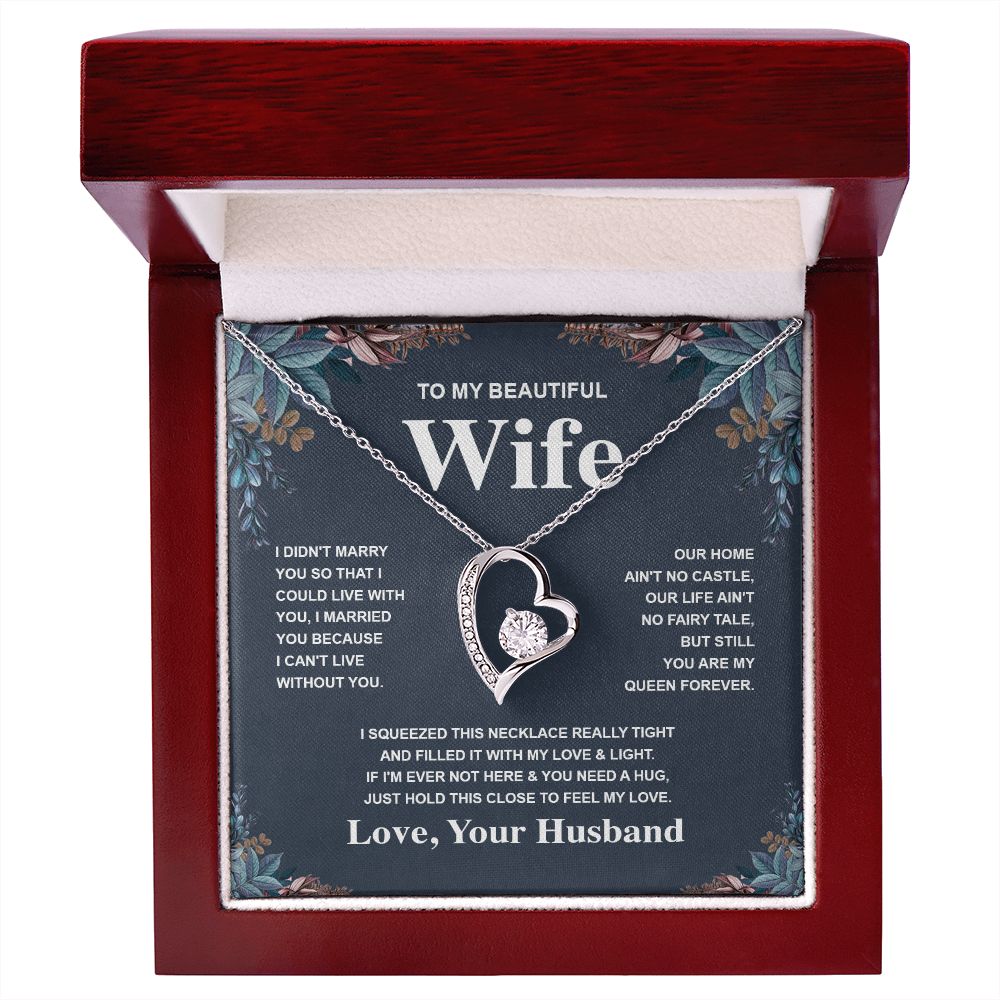 Wife Necklace Gift From Husband To My Badass Wife Valentines Days Anniversary Jewelry with Message Card and Gift Box. Gift for Wife. Necklace Gift Set for Wife Message Card and Necklace Gifts Box Gift Box Styles Forever Love