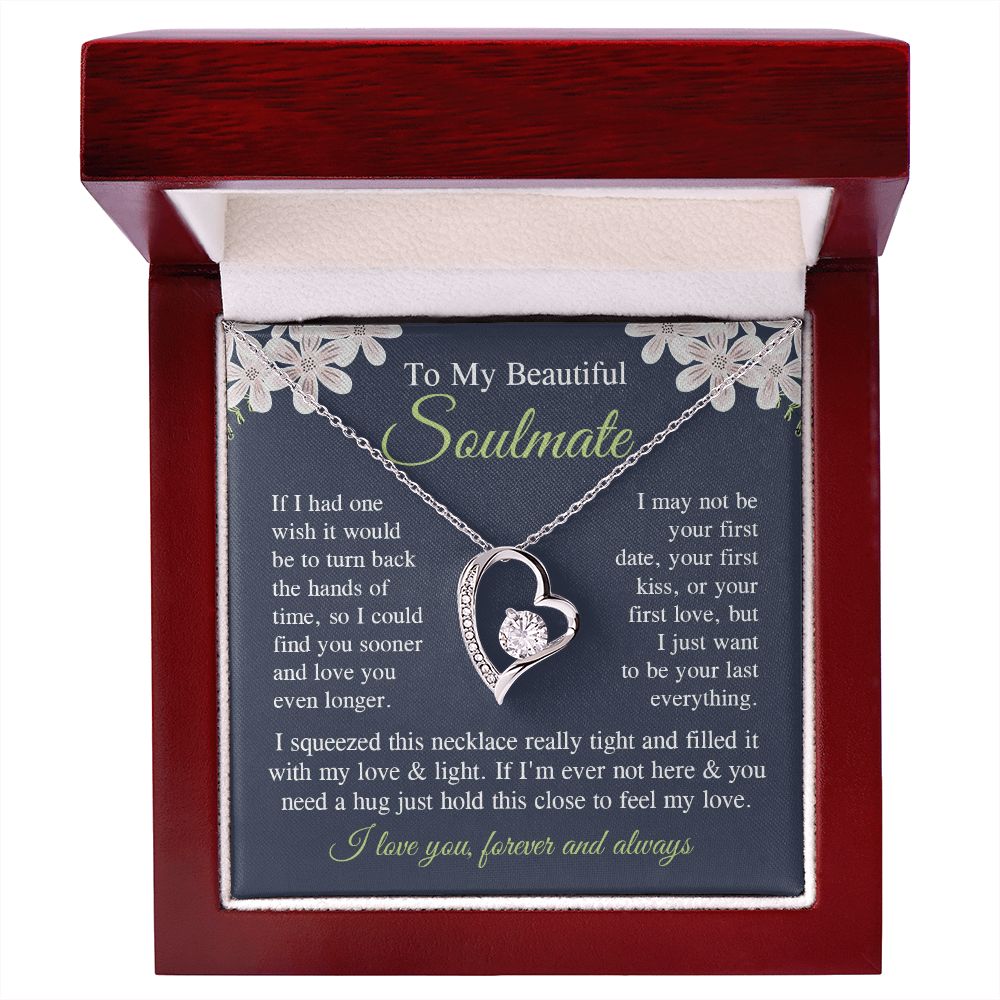 Soulmate Necklace Gift for Her, Soulmate Jewelry, Necklace for Future Soulmate, Valentine Anniversary Jewelry for Wife Necklace Gifts from Husband - Soulmate Gift Necklace with Message Card and Gift Box Forever Love