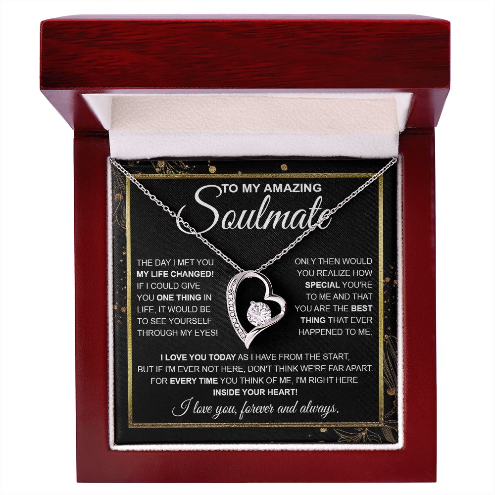 To My Amazing Solmate Necklace Gift From Husband To My Badass Wife Pendant Valentine Jewelry with Message Card and Gift Box. Gift for Wife. Necklace Gift Set for Wife Necklace Gifts Box Gift Box Styles Forever Love