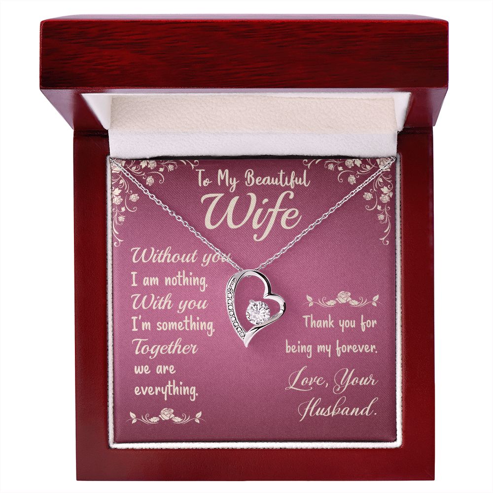 Couples Gifts,To My Wife Girlfriend Necklace Gifts From Husband, Wedding Anniversary Jewelry For Wife From Husband, Wife Birthday From Husband, To My Beautiful Wife Girlfriend Message Card and Gift Box styles On Birthday, Christmas, Anniversary  Forever L