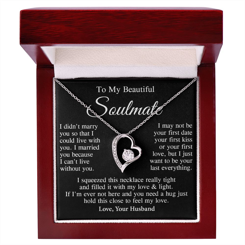 Soulmate Necklace Gift From Husband, Anniversary Romantic Gifts for Wife from Husband, Soulmate Birthday Gifts Message Card and Necklace Gifts Box Gift Box Styles on Birthday, Wedding, Anniversary, Valentine Forever Love