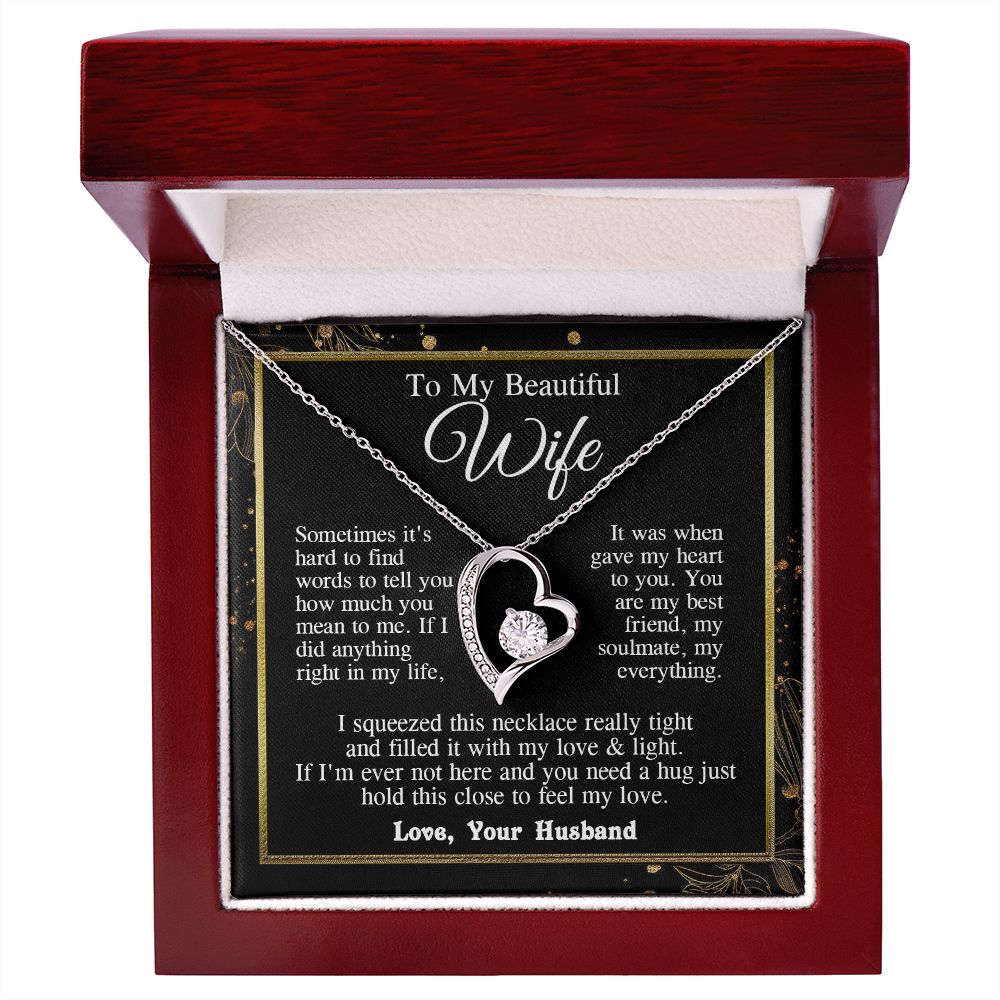 Wife Necklace from Husband, Valentine Romantic Gift for Wife from Husband to My Wife Necklaces for Wife Anniversary Gifts, Wife Jewelry Necklace Message Card and Necklace Gift Box Gift Box Styles on Birthday, Wedding, Anniversary, Valentine Forever Love