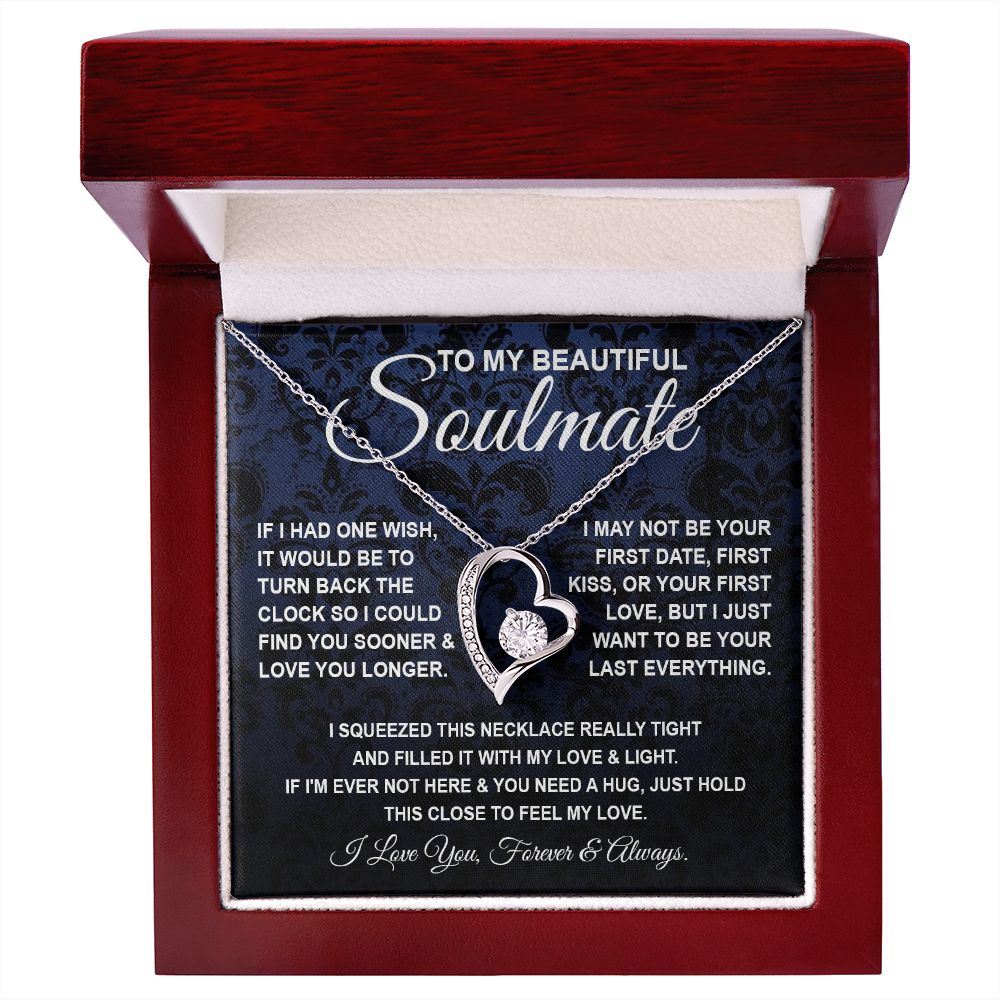 To My Beautiful Soulmate Necklace, Soulmate Jewelry For Women, Wife Necklace From Husband, Soulmate Gift For Her, To My Future Soulmate Necklace Message Card and Necklace Gift Box Gift Box Styles on Birthday, Wedding, Anniversary, Valentine Forever Love