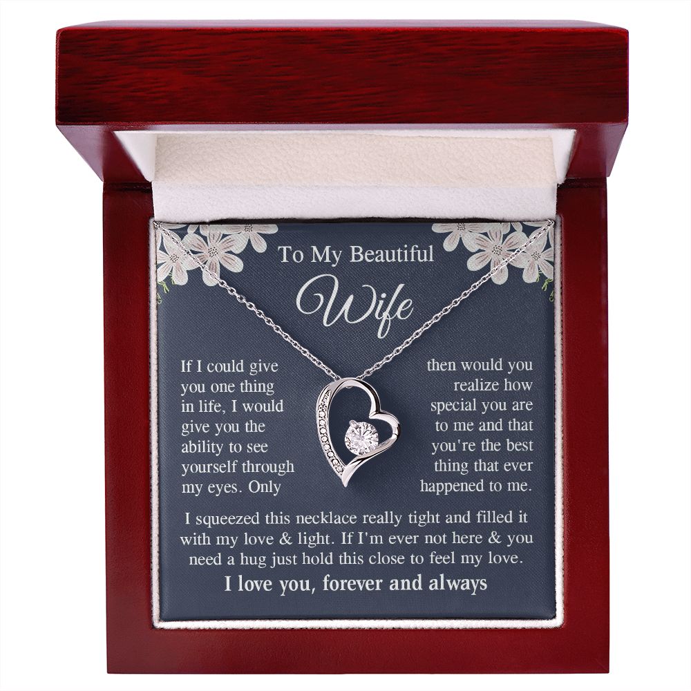 Wife Necklace Gift for Her, Soulmate Jewelry, Necklace for Future Wife, Wedding Anniversary Jewelry for Wife Necklace Gifts from Husband - Soulmate Gift Necklace with Message Card and Gift Box Forever Love