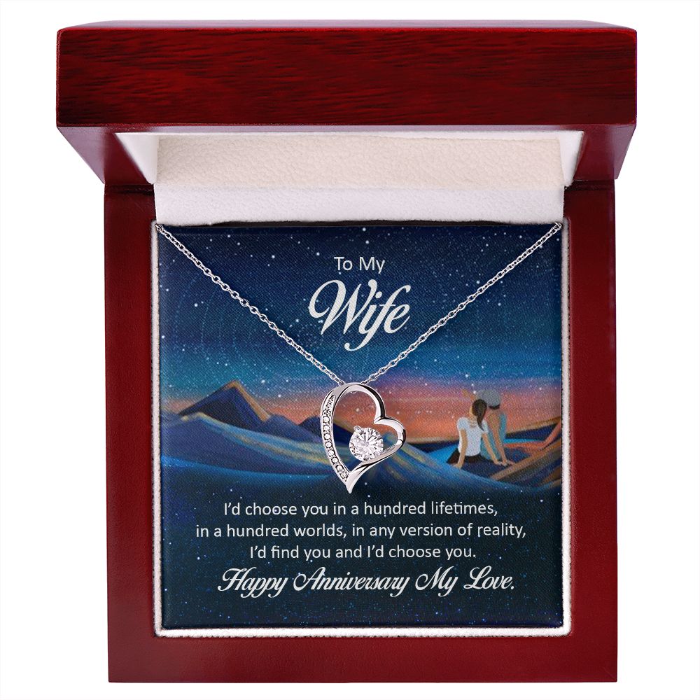 Couples Gifts Necklace To My Wife Necklace Gifts For My Wife, I Love You, Happy Anniversary My Love, Love Knot Meaningful Necklace Message Card and Gift Box Styles on Birthday, Christmas, Anniversary Forever Love