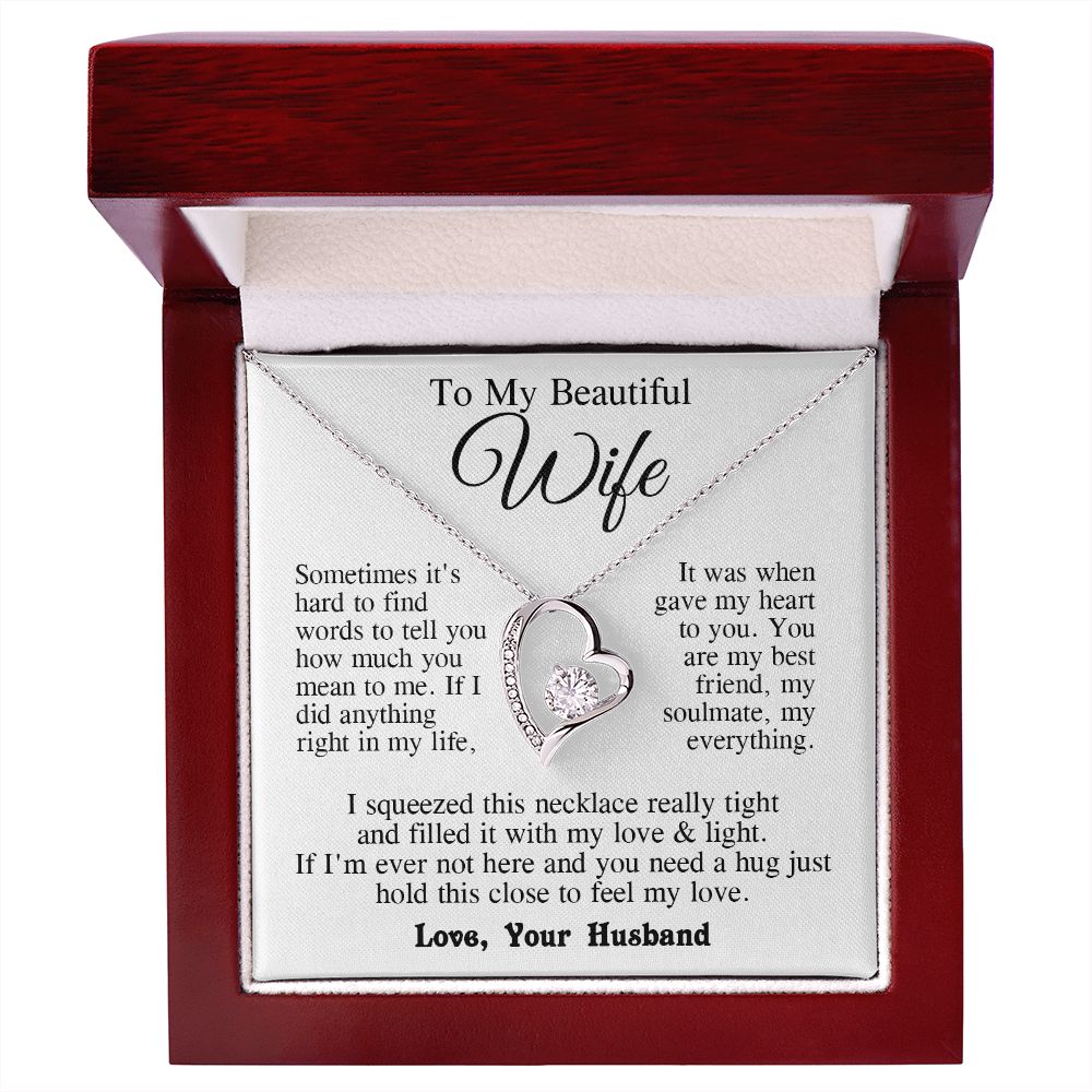 Wife Necklace from Husband, Anniversary Romantic Gifts for Wife from Husband to My Wife Necklaces for Wife Birthday Gifts, Wife Jewelry Necklace Message Card and Necklace Gift Box Gift Box Styles on Birthday, Wedding, Anniversary, Valentine Forever Love