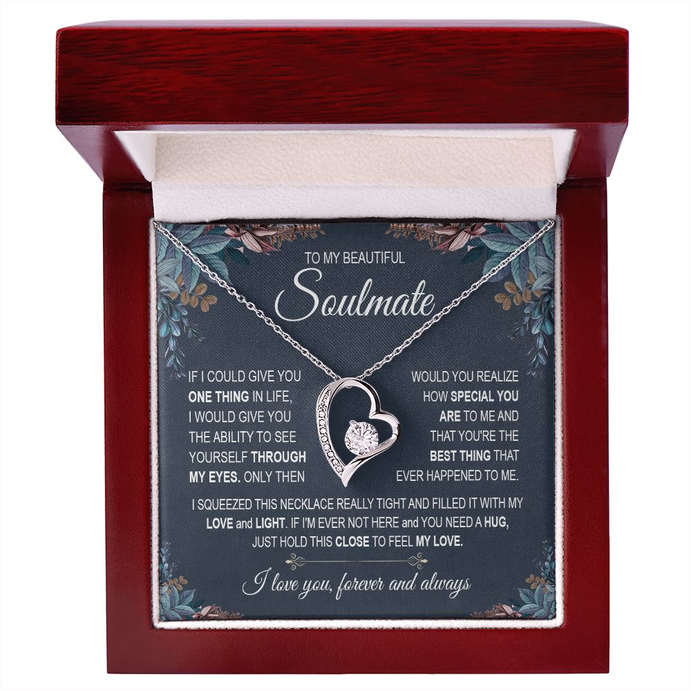 To My Soulmate Necklace Women, Necklaces For Wife from Husband, Soulmate Necklace to My Future Wife, Necklace For Soulmate with Message Card and Necklace Gift Box Gift Box Styles on Birthday, Christmas, Wedding, Anniversary Forever Love
