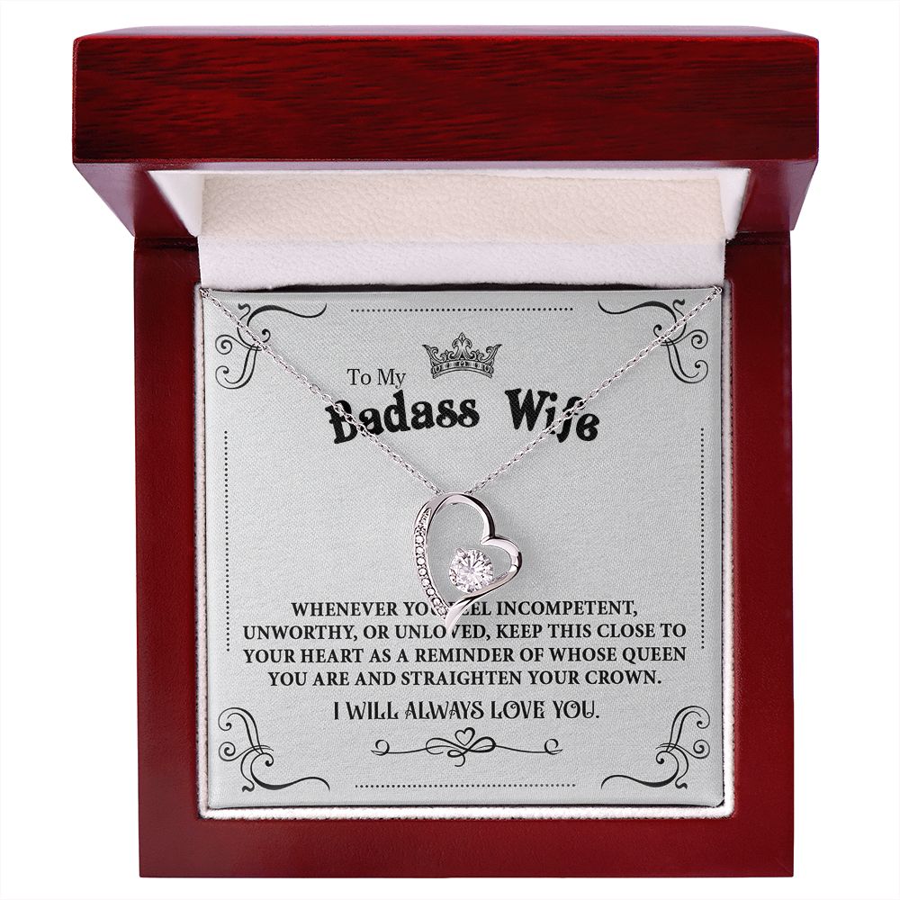 Personalized Valentine Gift For Badass Wife, To My Wife Necklace For Women, Soulmate Necklace, To My Wife Necklace From Husband, Necklace Custom Name Message Card and Gift Box Styles on Birthday, Christmas, Wedding, Anniversary Forever Love