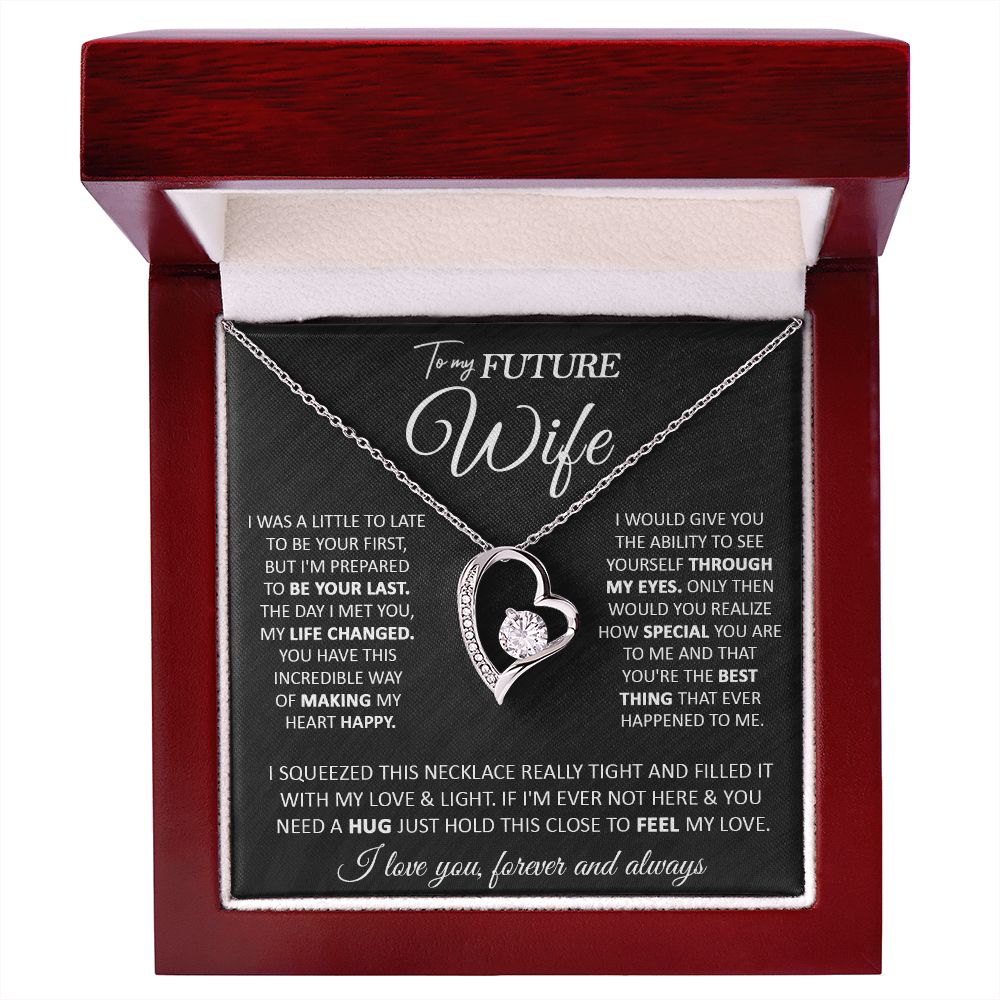 Couples Gifts, To My Beautiful Wife, Necklace From Husband, Valentine For Wife From Husband, Wife Wedding From Husband, To My Wife, Necklace Custom Name Message Card and Gift Box Styles on Birthday, Christmas, Wedding, Anniversary Forever Love