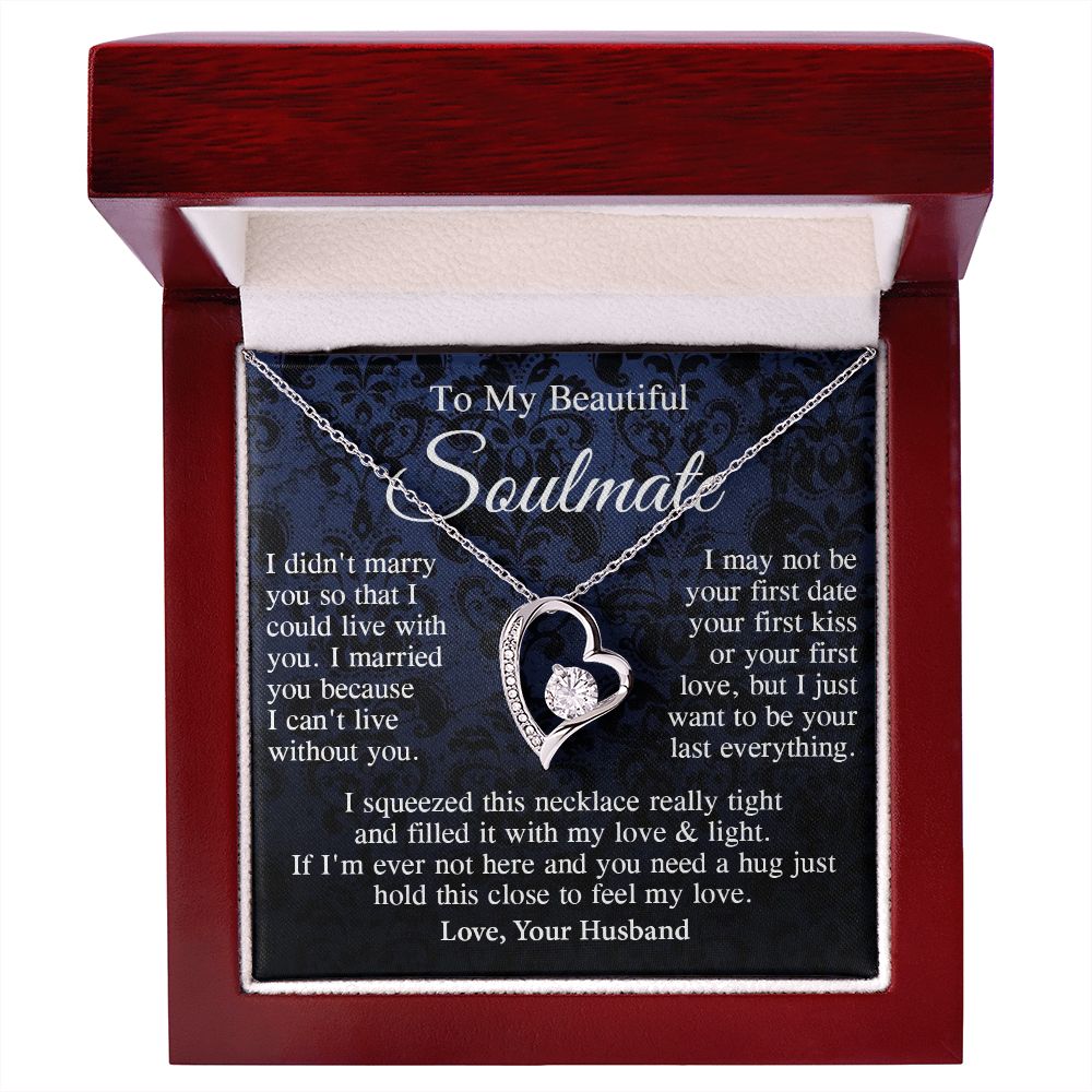 Soulmate Necklace Gift From Husband, Anniversary Romantic Gifts for Wife from Husband, Soulmate Valentine Gifts Message Card and Necklace Gifts Box Gift Box Styles on Birthday, Wedding, Anniversary, Valentine Forever Love