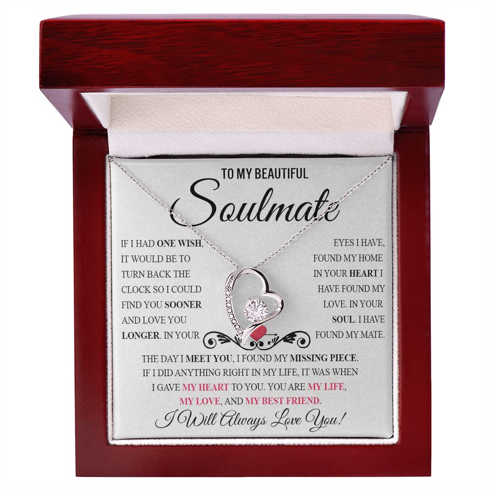 My Beautiful Soulmate Necklace Future Wife Gifts, Promise Necklace For Her, Fiance Gifts For Her, Valentine Birthday Gifts For Future Wife With Message Card Box LED, Soulmate Necklace For Women, To My Wife Necklace Forever Love