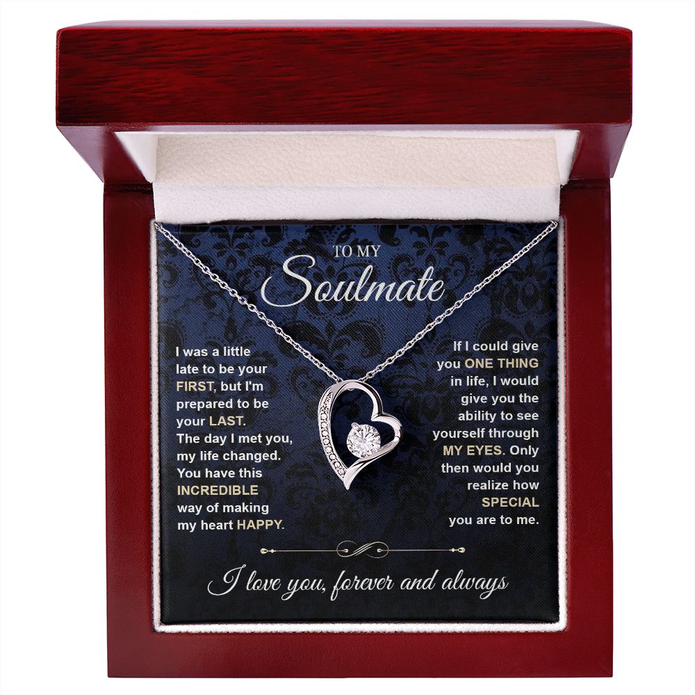 To My Soulmate Necklace for Women, Necklaces Gift For Wife from Husband, Soulmate Jewelry to My Future Wife Necklace and Necklace For Girlfriend with Message Card and Necklace Gift Box Gift Box Styles on Birthday, Christmas, Wedding, Anniversary Forever L